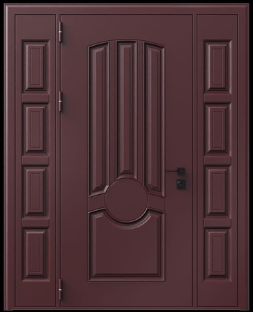 Входная термодверь с металлофиленкой, вставками по бокам и порошковым окрашиванием RAL 3007 (тип №3)