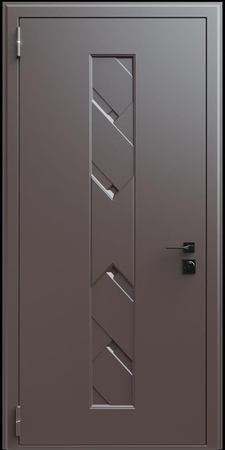 Входная термодверь с металлофиленкой и порошковым окрашиванием RAL 8019 (тип №4)