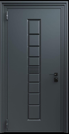 Входная термодверь с металлофиленкой и порошковым напылением RAL 7021 (тип №3)